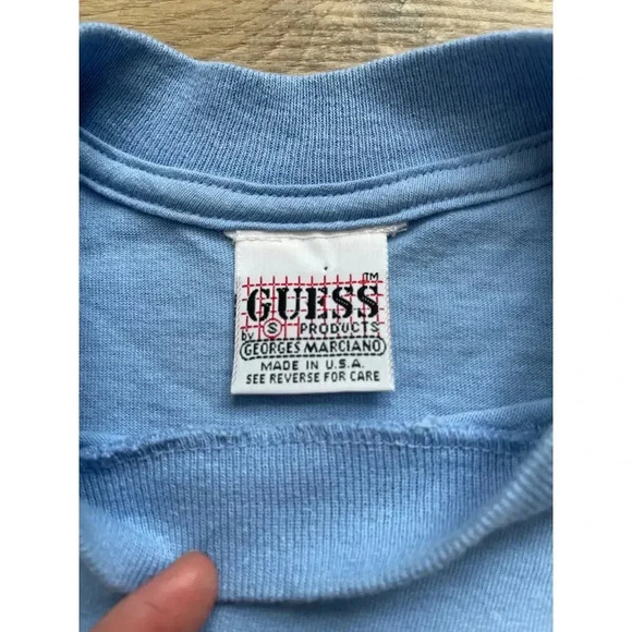 Vintage 80s 90s Guess Single Stitch T-Shirt Made in USA Short Sleeve Spellout - Picture 5 of 10